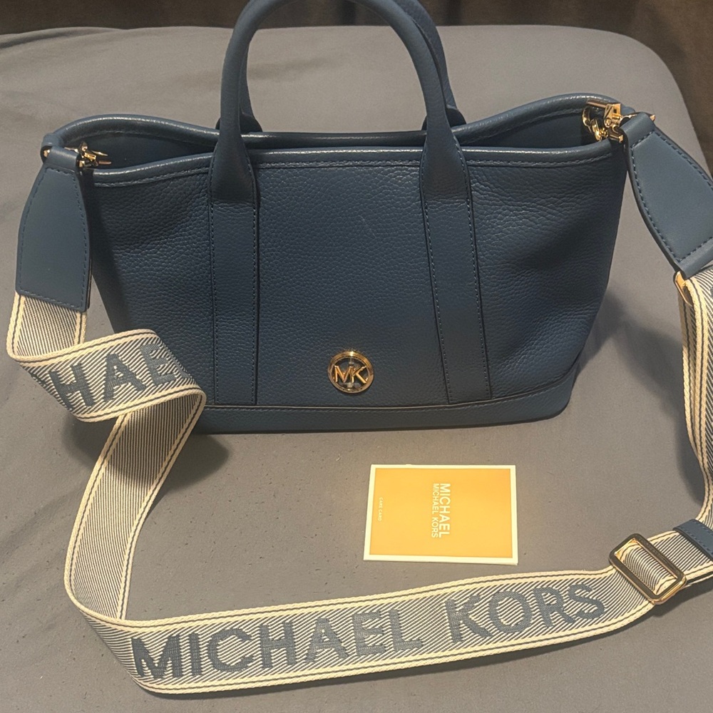 Michael Kors Navy Crossbody Bag with Logo Strap